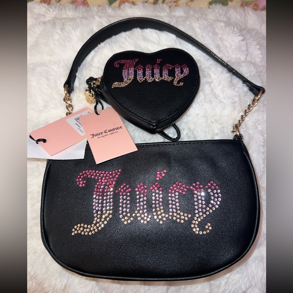 Black Juicy shoulder bag with heart wallet